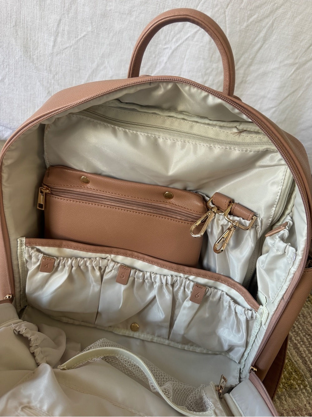 Ayla & Co the ayla diaper bag vegan leather backpack in caffe - Picture 5 of 9